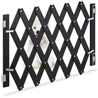 Relaxdays Cancelletto di Sicurezza per Cani, Recinzione Allungabile Fino a 108,5 cm, Alto 47,5-60 cm, in bambù, Nero Relaxdays Cancelletto di Sicurezza per Cani, Recinzione Allungabile Fino a 108,5 cm, Alto 47,5-60 cm, in bambù, Nero