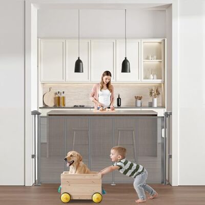 VEVOR Cancelletto di Sicurezza a Rete Retrattile Altezza 87 cm Estensibile max. 140 cm di Larghezza per Uso Domestico, Cancelletto a Casa Cancelletto a Rete per Scale Interne, Porte, Corridoi, Grigio VEVOR Cancelletto di Sicurezza a Rete Retrattile Altezza 87 cm Estensibile max. 140 cm di Larghezza per Uso Domestico, Cancelletto a Casa Cancelletto a Rete per Scale Interne, Porte, Corridoi, Grigio