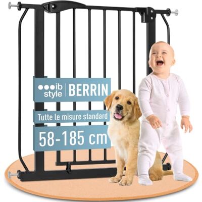 IB-Style Cancelletto per Bambini di Sicurezza Berrin 58-185 cm Scale e Porte, Senza forature, Metallo, 90° Stop, Anche per Cani e Animali Domestici, Nero, 105-115 cm IB-Style Cancelletto per Bambini di Sicurezza Berrin 58-185 cm Scale e Porte, Senza forature, Metallo, 90° Stop, Anche per Cani e Animali Domestici, Nero, 105-115 cm