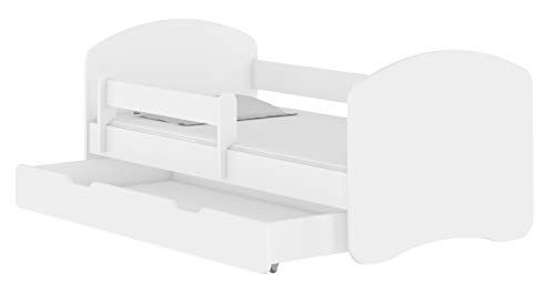 ACMA Letto per bambino Cameretta per bambino con materasso Lettino bambini (Bianco, 160x80 + Cassetto)