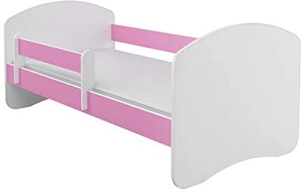 ACMA Letto per bambino Cameretta per bambino con materasso Lettino bambini (Rosa, 140x70 cm)