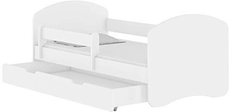 ACMA Letto per bambino Cameretta per bambino con materasso Lettino bambini (Bianco, 140x70 cm + Cassetto)