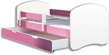 ACMA Letto per bambino Cameretta per bambino con materasso Lettino bambini (Rosa, 140x70 + Cassetto)