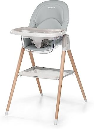 Foppapedretti Seggiolone e Baby Sedia Bonito, bambini da 6 mesi a 3 anni (fino a 15 Kg), Imbottitura Removibile e Lavabile, Seduta Ergonomica e Reclinabile, Doppio Vassoio Regolabile, Grigio