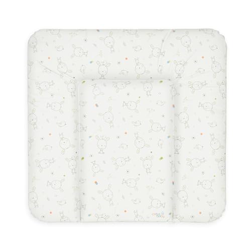 Ceba Baby ® Fasciatoio Materassino Fasciatoio neonato morbido Cuscino Fasciatoio Lavabile per bambine e bambini certificato Öko-Tex impermeabile Bianco sognare Coniglio 70x75 cm