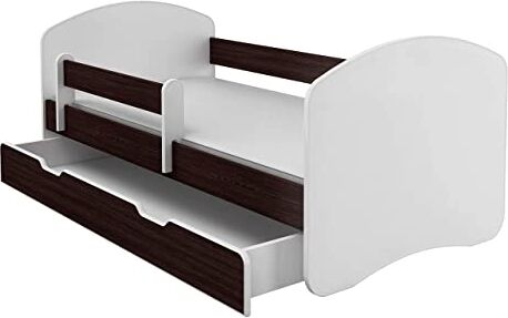 ACMA Letto per bambino Cameretta per bambino con materasso Lettino bambini (Wenge, 160x80 cm + Cassetto)