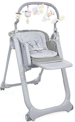 Chicco Polly Magic Relax Seggiolone Pappa per Bambini 0 Mesi-3 Anni (15 kg), Regolabile con 4 Ruote, Reclinabile a Sdraietta, Barra Gioco e Cuscino Riduttore, Moonstone