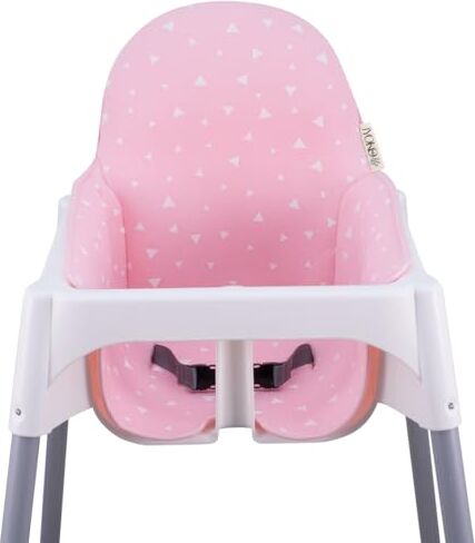 JYOKO KIDS Cuscino per il seggiolone compatibile con Ikea antilop, 100% Cotone (Pink Sparkles)