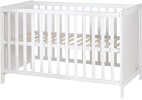 roba Lettino Co-sleeping 60 x 120 cm, Rete a Doghe Incluso, Regolabile in Altezza, 5 Pioli Estraibili, da Attaccare al Letto dei Genitori, Legno Bianco