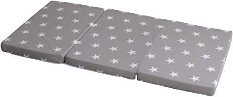 roba Materasso da Viaggio "Little Stars", 60 x 120 cm, Pieghevole, con Borsa da Trasporto, Grigio