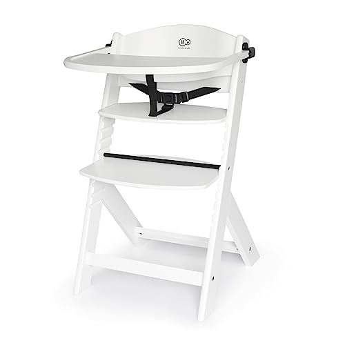 kk Kinderkraft Kinderkraft Seggiolone Pappa in Legno ENOCK, Evolutivo, Multifunzionale, Sedia Ergonomica, Altezza Regolabile, Facile da Pulire, dai 6 Mesi ai 10 Anni, Bianco Pieno