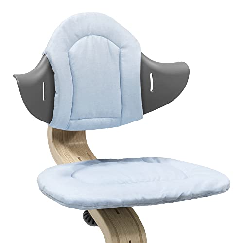 Stokke Cuscino Nomi , Grigio Blue Aggiunge morbidezza e comfort alla Sedia e al Seggiolone Nomi Facile da montare e rimuovere Per età dai 6 mesi in su Lavabile in lavatrice