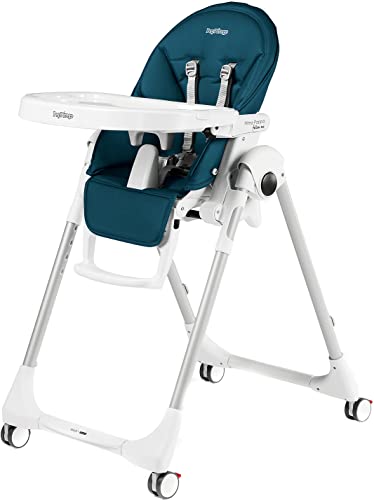 Peg Perego Prima Pappa Follow Me Seggiolone Pappa Neonati Reclinabile, Funzione Sdraietta, 4 ruote, Pieghevole e Ultracompatto, per Bambini da 0 a 3 Anni (0-15 kg), Petrolio