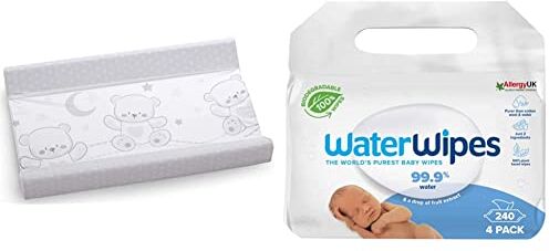 Italbaby Fasciatoio In Morbido Pvc Jolie Grey, color Grigio & WaterWipes Original Salviette Umidificate per Neonati Biodegradabili, 99,9% di Acqua e Inodore per Pelli Delicate