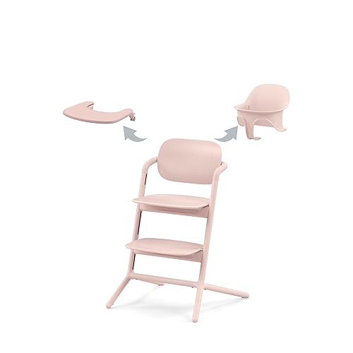 Cybex Gold LEMO Seggiolone 3-in1, Per Crescere Insieme a Voi, 6 Mesi 99 Anni, Utilizzabile dalla Nascita con Sdraietta , Include Sedile per Bambini e Vassoio, Alluminio/Plastica, Pearl Pink