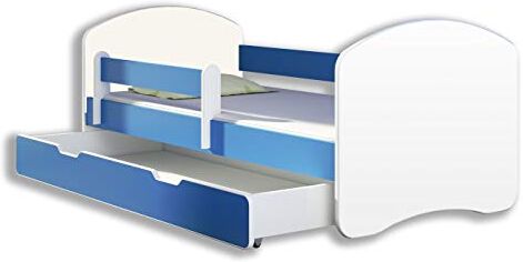 ACMA Letto per bambino Cameretta per bambino con materasso Lettino bambini (Blu, 180x80 + Cassetto)