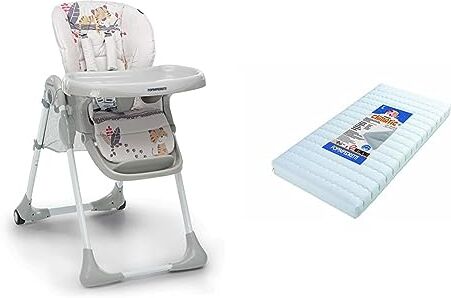 Foppapedretti Meeting Seggiolone, per Bambini da 6 a 36 mesi (fino a 15 Kg), Baby Tiger & Climatic Materasso, 124 x 63 x 12 cm, Bianco