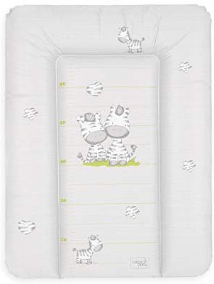 Ceba Baby ® Fasciatoio Materassino Fasciatoio neonato morbido Cuscino Fasciatoio Lavabile per bambine e bambini certificato Öko-Tex impermeabile Zebra grigia 70x50 cm