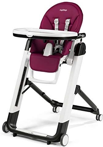 Peg Perego Siesta Follow Me Seggiolone Pappa Neonati Pratico, Reclinabile, Funzione Sdraietta, 4 ruote, Pieghevole e Compatto, per Bambini da 0 a 3 Anni (0-15 kg), Berry