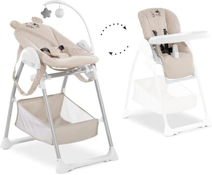 Hauck Seggiolone Pappa Sit N Relax Seggiolone Neonato dalla Nascita a 9kg Seggiolone Evolutivo fino a 15kg Altezza Regolabile, Pieghevole Con Ruote, Arco Giochi, Vassoio, Cesto Beige, Winnie