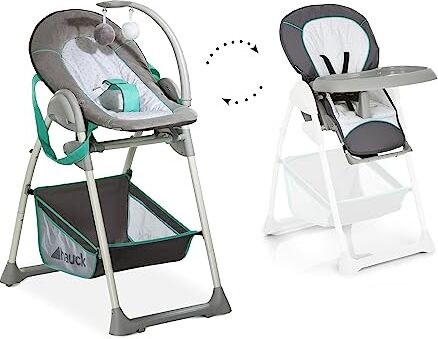 Hauck Seggiolone Pappa Sit N Relax Seggiolone Neonato dalla Nascita a 9kg Seggiolone Evolutivo fino a 15kg Altezza Regolabile, Pieghevole Con Ruote, Arco Giochi, Vassoio e Cesto Grigio