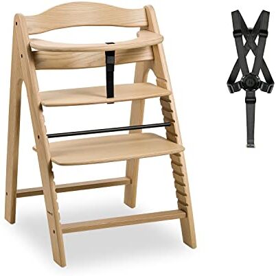 Hauck Seggiolone Pappa in Legno Arketa Seggiolone Evolutivo (Legno Certificato FSC®) dai 6 Mesi Sedia per Bambini Regolabile, con Barra di Sicurezza e Cintura Inguinale e a 5 Punti Quercia