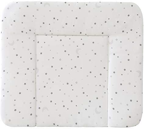 roba Materassino per Fasciatoio Sternenzauber, 3 Bordi Rialzati, Facile da Pulire, Stampato con Stelline, 85 x 75 cm, Bianco