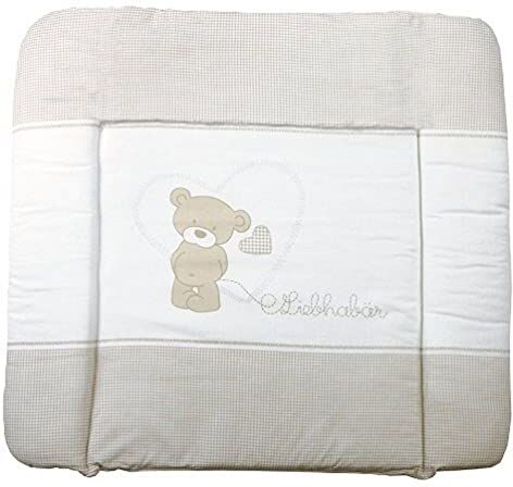 roba Materassino per Fasciatoio Liebhabaer, per Bambini e Neonati, 85 x 75 cm, Morbido e Idrorepellente, Rivestito in PU, Bianco e Beige