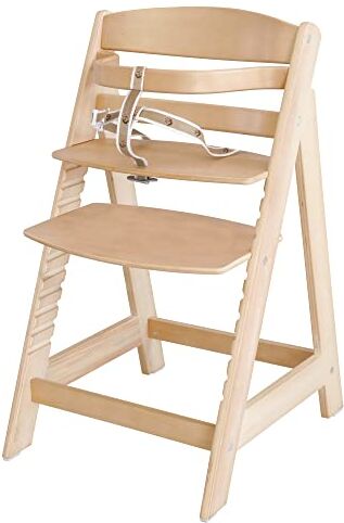 roba Seggiolone Pappa per Bambini Sit Up III Evolutivo con Poggiapiedi e Cinghie di Sicurezza Removibili Altezza Regolabile Legno Naturale