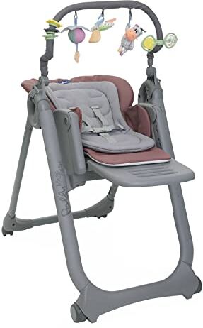 Chicco Polly Magic Relax Seggiolone Pappa per Bambini 0 Mesi 3 Anni (15 kg), Regolabile con 4 Ruote, Reclinabile a Sdraietta, Chiusura Compatta, Barra Gioco e Cuscino Riduttore, Mauve, 1.0 Piece