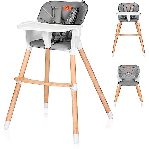 lionelo Koen Seggiolone Pappa 2 in 1 per bambini da 6 mesi a 5 Anni con vassoio rimovibile, Cintura a 5-Punti, Rialzo sedia fino 30 kg con Due livelli di altezza, Cuscin, Antiscivolo, Facile da pulire