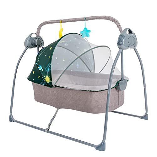 Esyogen Culla Swing 5 Speed Electric Lettino da accostare, con cestino per bambini da 0 a 18 mesi, con zanzariera+materassino+cuscino (verde)