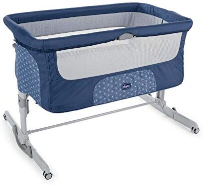 Chicco Next2Me Dream Culla Neonato Fianco Letto per Cosleeping, Lettino Neonati con Materasso, Modalità Dondolo, Spondina Apribile, 11 Altezze, 4 Ruote e Borsa da Viaggio, 0-6 Mesi, 9 Kg, Blu