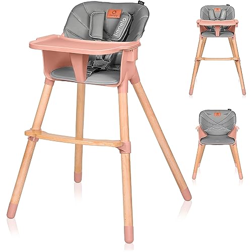 lionelo Koen Seggiolone Pappa 2 in 1 per bambini da 6 mesi a 5 Anni con vassoio rimovibile, Cintura a 5-Punti, Rialzo sedia fino 30 kg con Due livelli di altezza, Cuscin, Antiscivolo, Facile da pulire