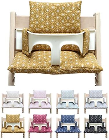 Blausberg Baby – Cuscini Tripp Trapp (Happy Star Giallo Senape) tutti i materiali certificati Oeko-Tex Standard 100-100% prodotti in Amburgo