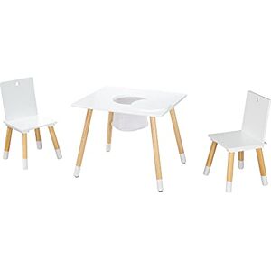 roba Set Tavolo + 2 Sedie per Bambini con Rete Portaoggetti dai 18 Mesi ai 10 Anni Leggero e Robusto Mobili da Salotto per Cameretta Legno Bianco roba Set Tavolo + 2 Sedie per Bambini con Rete Portaoggetti dai 18 Mesi ai 10 Anni Leggero e Robusto Mobili da Salotto per Cameretta Legno Bianco