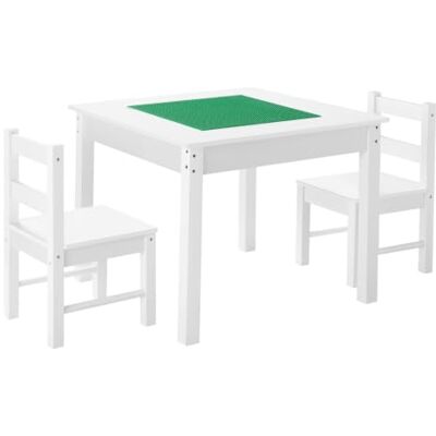 VEVOR Set Tavolo Attività con 2 Sedie, Tavolo Bifacciale con Mattoncini da Costruzione, Tavolo da Gioco con Spazio di Archiviazione Capacità 150 kg, Ampio Spazio di Archiviazione, Bianco VEVOR Set Tavolo Attività con 2 Sedie, Tavolo Bifacciale con Mattoncini da Costruzione, Tavolo da Gioco con Spazio di Archiviazione Capacità 150 kg, Ampio Spazio di Archiviazione, Bianco