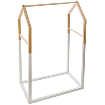 WELL HOME MOBILIARIO & DECORACIÓN Appendiabiti per bambini stile casetta, in legno, naturale, L.60 x P.37 x H.99 cm WELL HOME MOBILIARIO & DECORACIÓN Appendiabiti per bambini stile casetta, in legno, naturale, L.60 x P.37 x H.99 cm