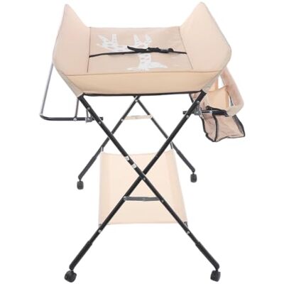 Steeviuzj Fasciatoio pieghevole, mobile fasciatoio con cintura di sicurezza e scomparti portaoggetti, scaffale fasciatoio regolabile in altezza con 4 ruote, per bambini da 0 a 1 anno (cachi) Steeviuzj Fasciatoio pieghevole, mobile fasciatoio con cintura di sicurezza e scomparti portaoggetti, scaffale fasciatoio regolabile in altezza con 4 ruote, per bambini da 0 a 1 anno (cachi)