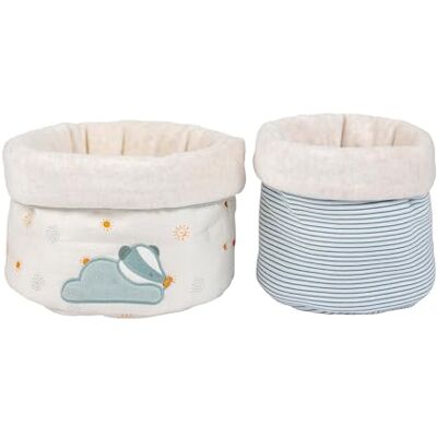 Nattou Cesti portaoggetti in cotone e poliestere, Badger Felix, Set di 2, Ø 20 cm e Ø 15 cm, Felix e Leo, Azzurro Nattou Cesti portaoggetti in cotone e poliestere, Badger Felix, Set di 2, Ø 20 cm e Ø 15 cm, Felix e Leo, Azzurro