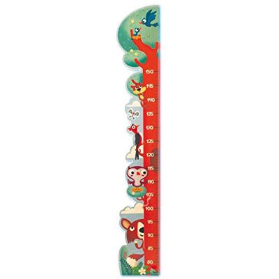 Dida Metro da parete in legno misura altezza per bambini a forma di albero con picchio e altri animali del bosco. Dida Metro da parete in legno misura altezza per bambini a forma di albero con picchio e altri animali del bosco.