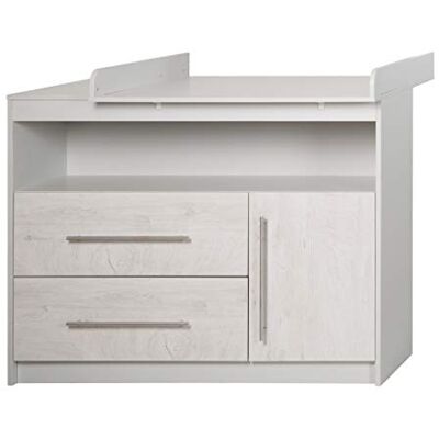 roba Fasciatoio con Cassettiera "Maren 2", Cassetti, Vano a Giorno, Vano con Anta, 98 x 117 cm, Grigio/Bianco roba Fasciatoio con Cassettiera "Maren 2", Cassetti, Vano a Giorno, Vano con Anta, 98 x 117 cm, Grigio/Bianco