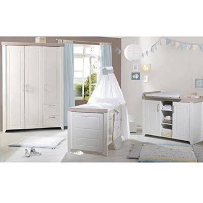 roba Set"Felicia", Luna Elm/bianco, con letto combinato 70 x 140 cm, fasciatoio e armadio a 3 ante roba Set"Felicia", Luna Elm/bianco, con letto combinato 70 x 140 cm, fasciatoio e armadio a 3 ante