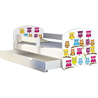 ACMA II Letto per bambino Cameretta per bambino con materasso Rete a doghe Cassetto, Bianco (31 Gufi, 160x80 + Cassetto) ACMA II Letto per bambino Cameretta per bambino con materasso Rete a doghe Cassetto, Bianco (31 Gufi, 160x80 + Cassetto)