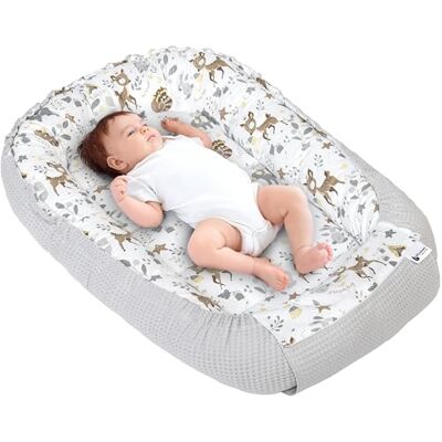 Medi Partners Riduttore Lettino Neonato 100x60x15 Nido Antisoffoco Neonati Bozzolo Culla per Bebè neonata bilaterale Cuscino 100% Cotone Waffle (Cervo con grigio Waffle) Medi Partners Riduttore Lettino Neonato 100x60x15 Nido Antisoffoco Neonati Bozzolo Culla per Bebè neonata bilaterale Cuscino 100% Cotone Waffle (Cervo con grigio Waffle)