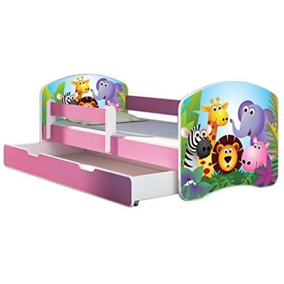 ACMA Letto per bambino Cameretta per bambino con materasso Cassetto II ROSA (01 Zoo, 140 x 70 cm + Cassetto) ACMA Letto per bambino Cameretta per bambino con materasso Cassetto II ROSA (01 Zoo, 140 x 70 cm + Cassetto)
