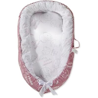 SONARIN Portatile Riduttore Lettino Neonato,88 x 53 cm Baby Nest Nido Neonati Riduttore Culla da Viaggio per Bambini, con100% Cotone Copertura Reversibile Lavabile(Rosa-Elefante) SONARIN Portatile Riduttore Lettino Neonato,88 x 53 cm Baby Nest Nido Neonati Riduttore Culla da Viaggio per Bambini, con100% Cotone Copertura Reversibile Lavabile(Rosa-Elefante)