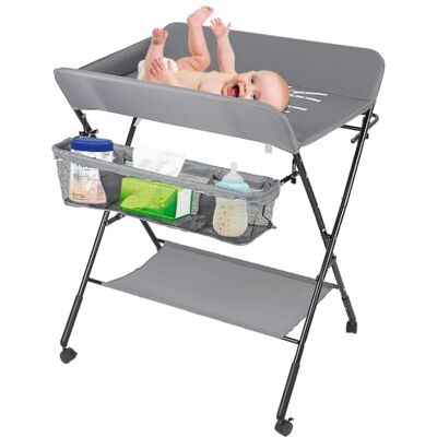 HUOLE Fasciatoio Pieghevole per Bagnetto Neonati,avolo Cambio Pannolini Multifunzionale Portatile,Fasciatoio per Bambini, Tavolo da Massaggio con Tasche a Rete e Salvaspazio HUOLE Fasciatoio Pieghevole per Bagnetto Neonati,avolo Cambio Pannolini Multifunzionale Portatile,Fasciatoio per Bambini, Tavolo da Massaggio con Tasche a Rete e Salvaspazio