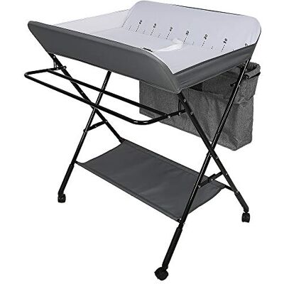 RELOVE Fasciatoio Pieghevole per Neonato con Struttura Stabile,Fasciatoio per Bambini, Salva Spazio, per Cambio Pannolino,4 ruote con freno,con Scomparti Portaoggetti (80 * 63 * 93-99cm bianco sporco) RELOVE Fasciatoio Pieghevole per Neonato con Struttura Stabile,Fasciatoio per Bambini, Salva Spazio, per Cambio Pannolino,4 ruote con freno,con Scomparti Portaoggetti (80 * 63 * 93-99cm bianco sporco)