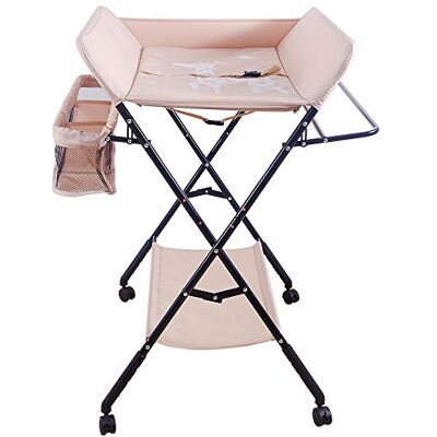 HUOLE Mobile fasciatoio pieghevole e portatile, fasciatoio con 4 ruote, 3 posizioni di regolazione dell'altezza, vasca da bagno con motivo giraffa (80 x 66 x 98 cm pieghevole (rosa)) HUOLE Mobile fasciatoio pieghevole e portatile, fasciatoio con 4 ruote, 3 posizioni di regolazione dell'altezza, vasca da bagno con motivo giraffa (80 x 66 x 98 cm pieghevole (rosa))